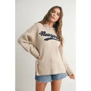 New York Embroidered Hooded Sweater